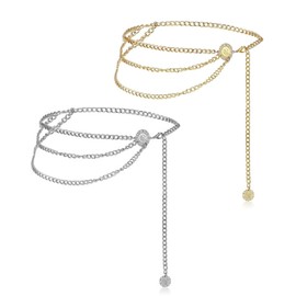 Asheyya 2 Pcs Pirate Belly Chain, Belly Chain Belts for Women, Adjustable Multi Pirate Waist Chain Jewellery