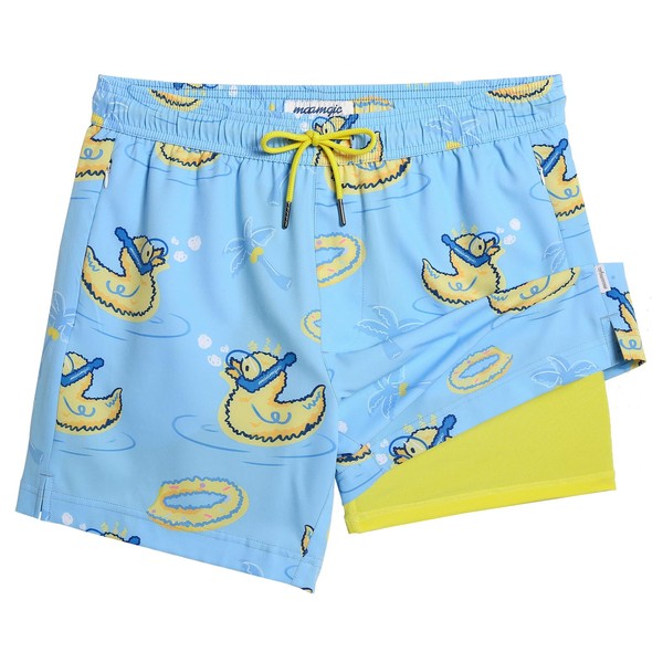 MaaMgic Mens Swim Trunks with Compression Liner 2 in 1