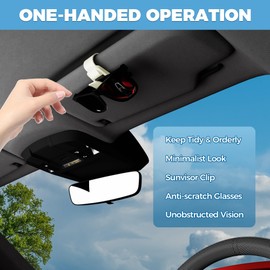 ROSON Sunglass Holder for Car Visor, 2 Pack Universal Glasses Sun Visor Clip, Durable Eyeglasses Hanger with Anti-Slip Silicone Pads, Auto Interior Accessories for Most Vehicles, SUV, Truck (Beige)