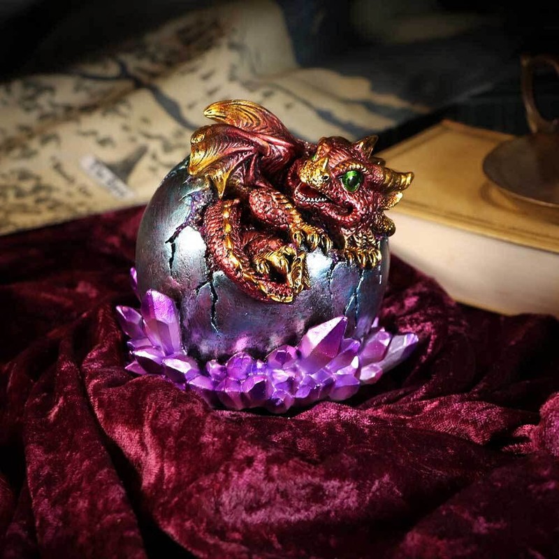 Nemesis Now Crimson Hatchling Glow Dragon Red Dragonling Crystal Figurine,