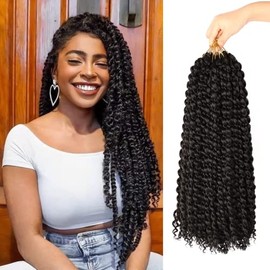 NAYOO Passion Twist Hair-8 Packs 18 Inch Water Wave Crochet Hair,Passion Twist Crochet Hair For Women Long Passion Twists Synthetic Braiding Hair Extensions(18 Inch 8 Packs,1B)