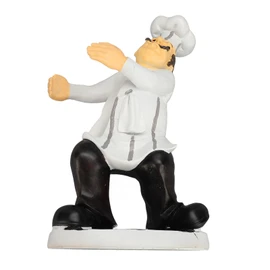 Resin Chef Statue Restaurant Dining Table Decor Holding Red Wine 3D Figurine Ornament Kitchen Decoration
