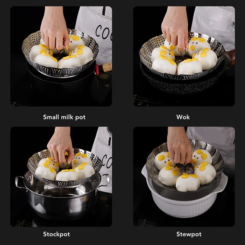 Foldable Vegetable Steam Basket No Warping 304 Stainless Steel Folding