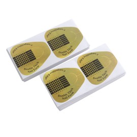 VNC 300Pcs Acrylic Nail Forms Golden Nail Extension Forms Self-Ddhesive Dual Forms for Polygel Nail Tips Guide Horseshoe Gel Nail Stickers for Poly Gel/Extension/Nail Molds Builder For Nail Salon