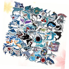 Gatuida 100 Sheets Shark Cartoon Sticker Decorative Scrapbook Decals for Laptop Fridge Luggage Skateboard Reusable Computer Stickers