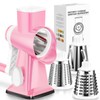 KEOUKE Rotary Cheese Grater Hand Crank Pink - Shredder Slicer