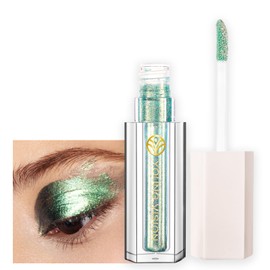 Green Eyeshadow, Liquid Glitter Eyeshadow, Shimmer Highly Pigmented Long Lasting Holographic Metallic Smokey Goth Makeup for Women