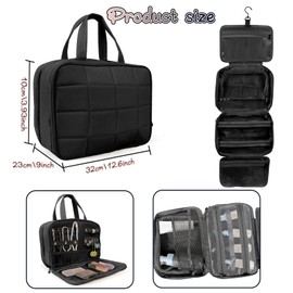 Hanging Toiletry Bag for Men Women, Large Hanging Travel Makeup Bag Wash Bag Foldable Travel Bag with 4 Compartments for Toiletries Accessorie and Cosmetics Portable Bathroom Bag with Hook