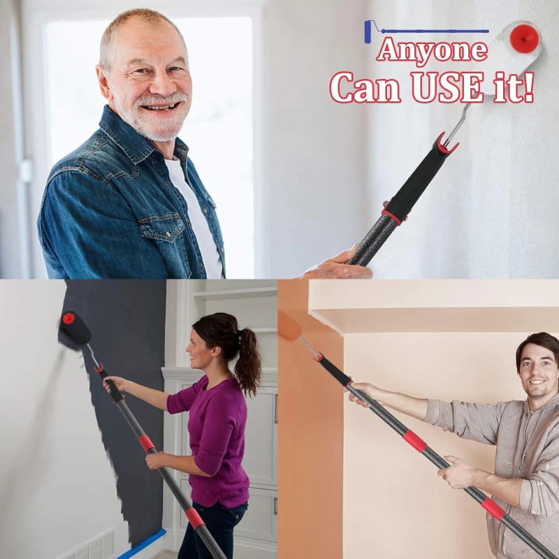 Nichcho 24"~48" long handle steel rod Painting Roller w/ 3-free