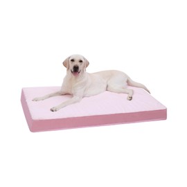 KSIIA Orthopedic Dog Bed - Waterproof & Washable with Removable Cover, Deluxe Plush Egg Crate Foam Design for Large Dogs, 47x29 Inch Pink Dog Crate Bed