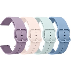 Meliya 20mm 22mm Watch Bands Quick Release Replacement Wristband, 4 Pack Soft Silicone Sport Replacement Straps for Men Women (Taro Purple+Light Pink+Succulent+Winter Blue, 22mm)