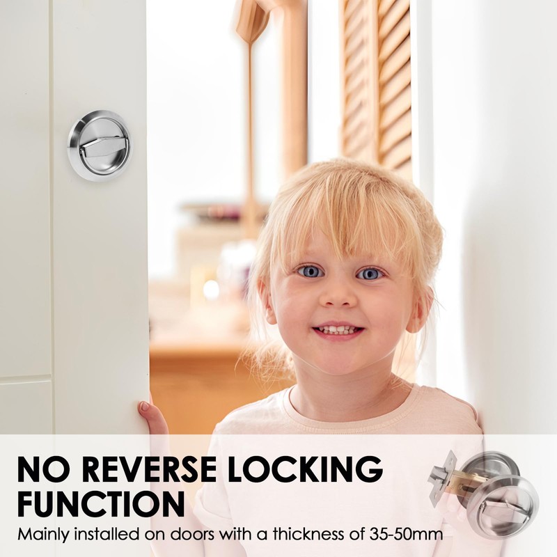 NEMTMCUA Stainless Steel Round Recessed Door Lock, Keyless Recessed Cup