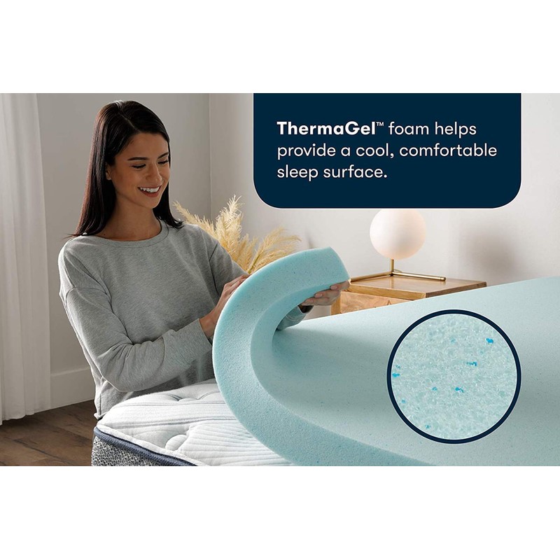Serta ThermaGel Cooling, Pressure-Relieving Memory Foam Mattress Topper, 3 Inch,