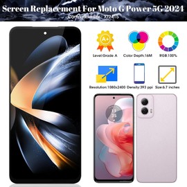 for Motorola Moto G Power 2024 5G Screen Replacement Kit for Motorola Moto G Power 5G 2024 XT2415 XT2415-1 XT2415-5 XT2415V LCD Screen Display Touch Screen Digitizer Assembly Replacement 6.7" Black
