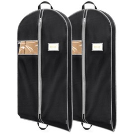 BALEINE 2PK Heavy Duty Garment Bag with Shoe Storage Travel Bag for Dresses, Suit, Coats Travel Essential (60", Black)