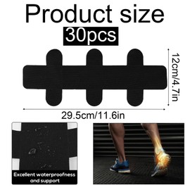 30 Pcs Kinesiology Tape for Achilles Tendon, Waterproof Adhesive Precut Achilles Tendon Ankle Athletic Tape Latex Free for Achilles Tendon Muscle Support (Black)