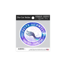 Die Cut Sticker Chatham, Massachusetts, Cape Cod, Salty but Sweet, Mermaid Tail, Contour Vinyl Sticker 1 to 3 inches (Waterproof Decal for Cars, Water Bottles, Laptops, Coolers), Small