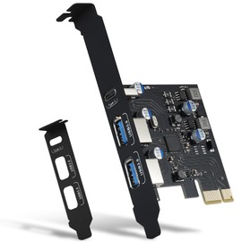 USB PCIE Card Power Delivery, PCI Express 3 Port (Type C, 2 x Type A) PCIe USB 3.0 Quick Charge Card Expansion Card with Low Profile Bracket for Desktop PC Windows XP/7/8/10 and Mac OS