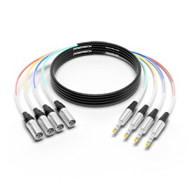 PRORECK 15ft Snake Cable, 4-Channel Shielded Audio Cable 1/4'' TRS to XLR Male, with Color-Marked Connectors for Professional Stage, Studio, and Live (PR-TRS/XLR-4 * 15M)