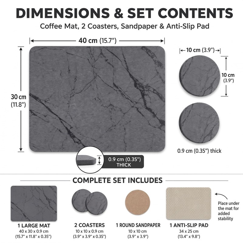 Stone Coffee Bar Mat for Countertop, Diatomaceous Earth