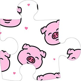 Cute Adorable Kawaii Piggy Pig Design Cartoon Vinyl Sticker (Puzzle Piece, 2" Tall)