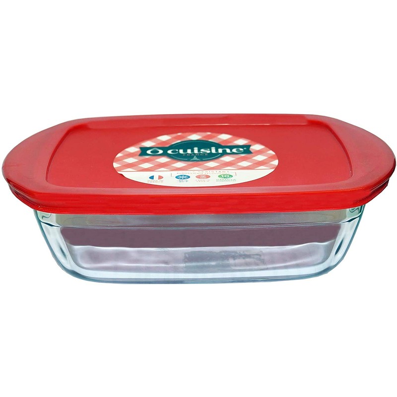 Pyrex O'Cuisine Borosilicate Glass Rectangular Dish with Plastic Lid 1.1L