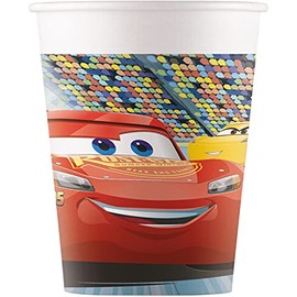 Procos 93472 Party Cups Cars 3 Maximum Capacity 200 ml Pack of 8 Disposable Paper Cups Children's Birthday Party Tableware FSC® Mix