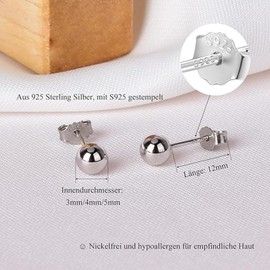 Candyfancy Round Ball Stud 925 Sterling Silver Earrings Cartilage Earrings 3mm 4mm 5mm Small Cartilage Sleepers Stud For Women Hypoallergenic Jewellery