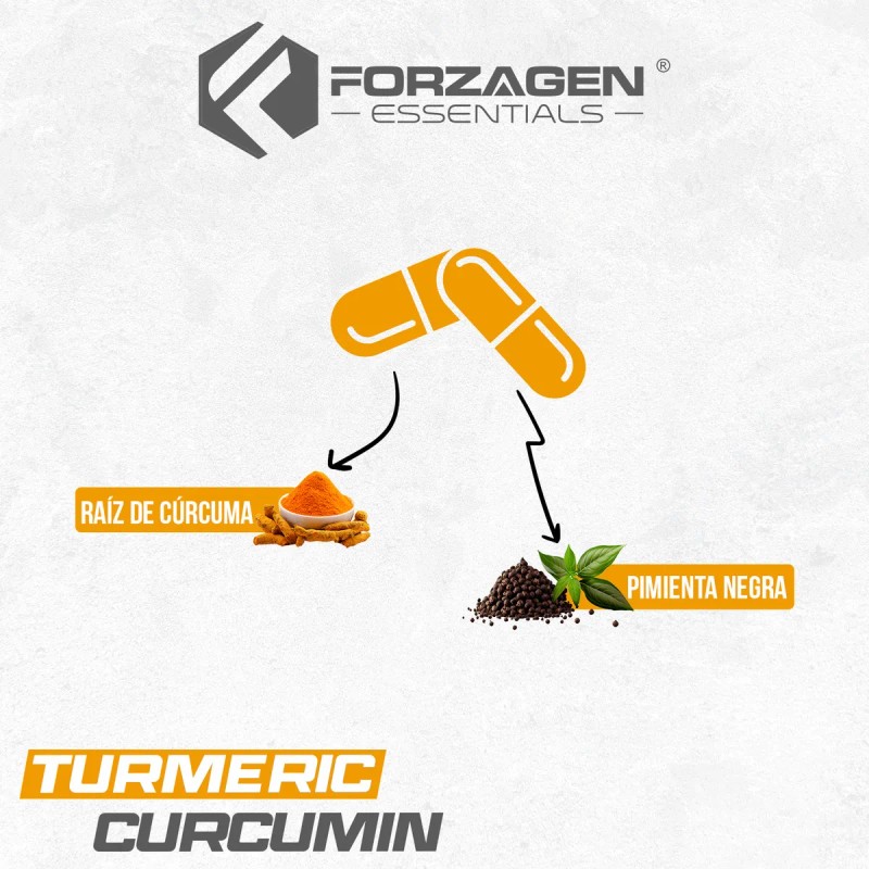 Forzagen Essentials Turmeric Curcumin 120 Caps | Cúrcuma Sabor Sin
