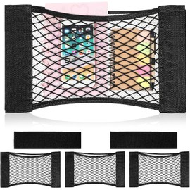 NUOBESTY 4 Piezas Almacenamiento con Cierre De Contacto para Coche Bolsillo De Malla Adhesiva Organizador Interior para Maletero De Coche De Carga Elástica para Respaldo del Asiento