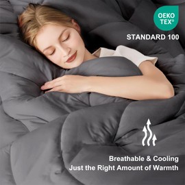 MEELUS Lightweight Comforter Duvet Insert Grey, All Season Blanket Breathable Comforters California King, Soft Winter Warm Microfiber Summer Cooling Down Alternative Quilt with Corner Tabs, 104 * 96