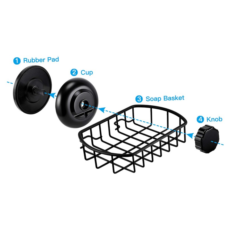 MaxHold No-Drilling/Suction Cup Soap Basket - Soap Dish Holder -