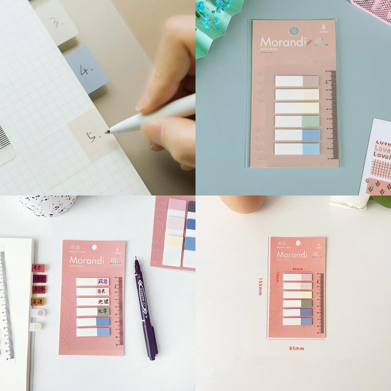 Morandi Pastel Index Tabs, 120 Pcs Repositionable Sticky Tabs, Writable