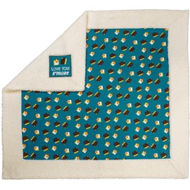 Pavilion - Love You S’More Sherpa Blanket, S’Mores Throw Blanket, Marshmallow Cookie Blankets, Cozy Plush Bedding, Movie Theme Blanket Gifts, Camping Related Gifts, Beige, 45” x 50”