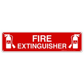 Fire Extinguisher Sign, Fire Safety Sign, (SI-5825) 3x12 Inches, Rust Free .040 Aluminum, Fade Resistant, Indoor/Outdoor Use, Made in USA
