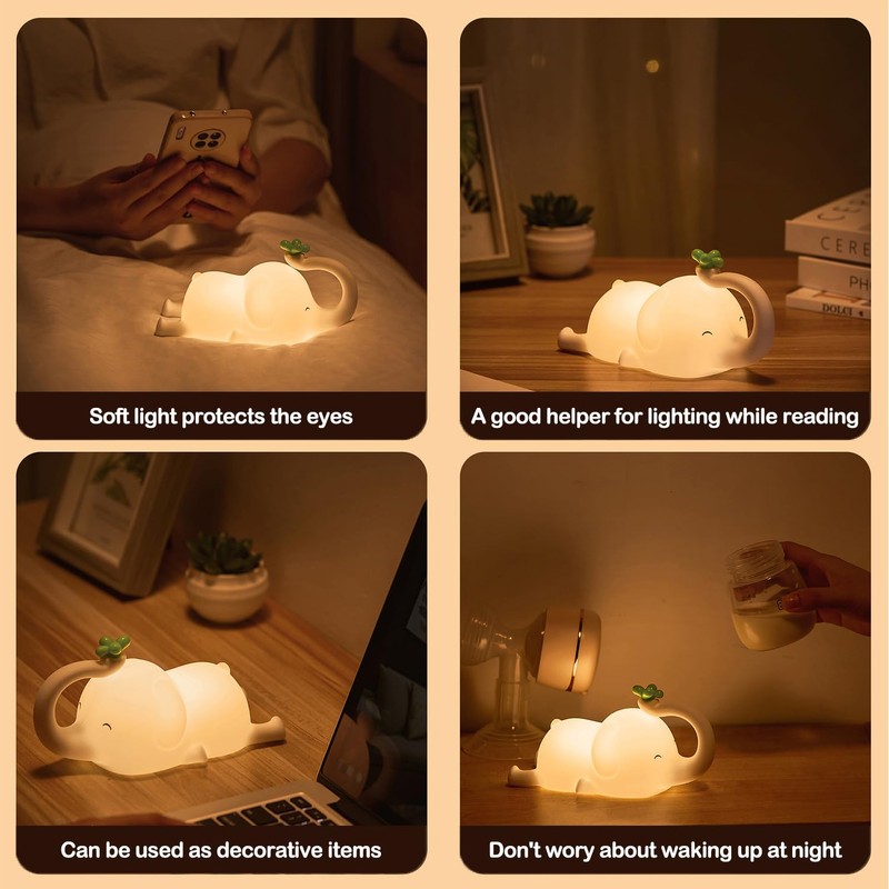 S NMT Cute Elephant Silicone Night Light LED Novelty Lamp