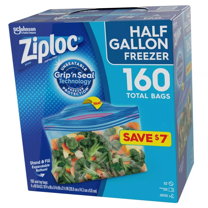 Ziploc Half Gallon Freezer Bags (160 ct.) Great Price