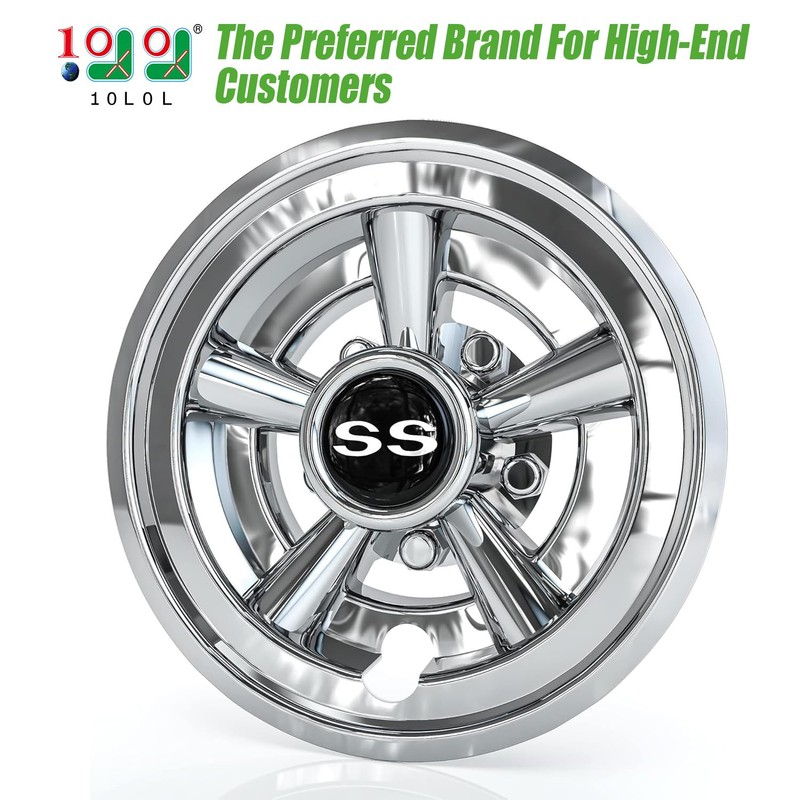 10L0L Golf Cart SS Wheel Covers Hub Caps for EZGO,