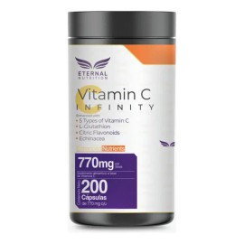 VITAMIN C INFINTIY GLUTATION 200 capsulas (770mg por porcion) Complejo de Vitamina C con Glutation, Zinc y Flavonoides