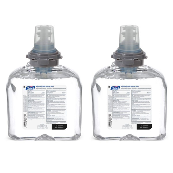 Purell Advanced Hand Sanitizer Foam, Clean Scent, 1200 mL Hand Sanitizer Foam Refill TFX Touch-Free Dispenser (Pack of 2) - 5392-02