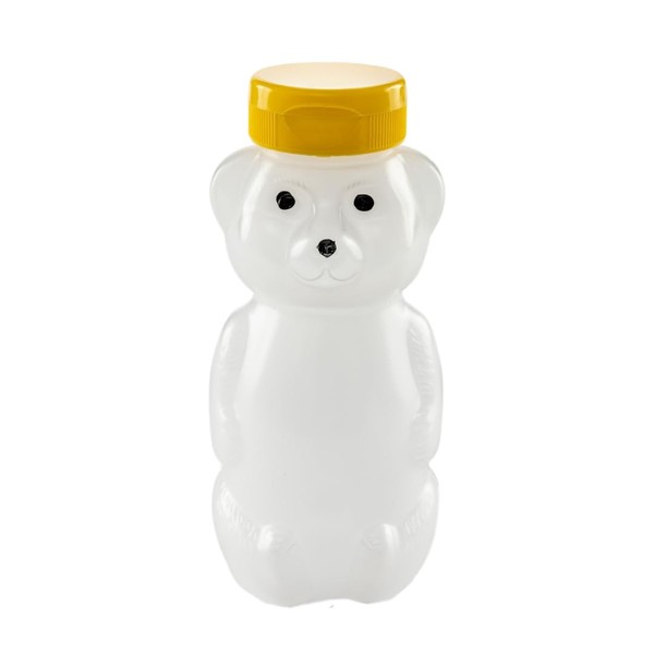 CLEARVIEW CONTAINERS 12oz Honey Bears (12oz Translucent Bear, Yellow Lid