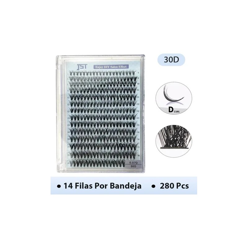 Extensiones De Pestañas 8-16mm 280pcs Naturales Mixtas Jst®