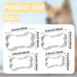 4Pcs Dog Bone Cookie Cutters Set Stainless Steel Metal Dog Bone Shape Cookie Cutter Set, Dog Treats Cookie Cutters Dog Treats Cookie Cutter Sandwiches Cutters Biscuit Molds for Dog Cat Homemade Treats