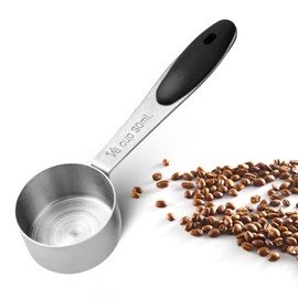 Molain 1/8 Cup (2 Tbsp/30 ml/30 cc/1 oz) Measuring Cup, Stainless Steel Metal Measuring Cups Mini Measuring Scoop with Black Silicone Handle Kitchen Gadgets for Kitchen Baking & Cooking