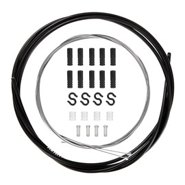 Universal Bicycle Shift Cable Steel Shift Cable Set Hose Front Back with Outer Shell Buckle Clip End Caps O Rings End Sleeves for Mountain Bike Road Bike Repair Black