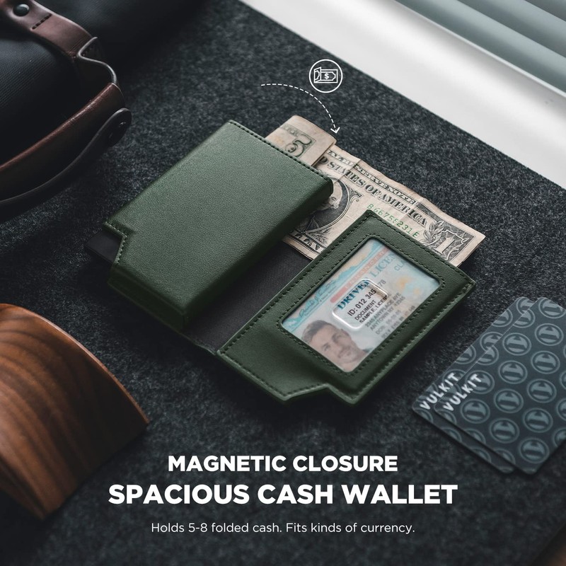 VULKIT Men's Wallet Minimalist Pop Up Card Holder RFID Blocking