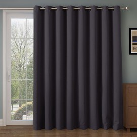 RHF Wide Thermal Blackout Patio Door Curtain Panel, Sliding Door Insulated Curtains, Grommet Curtains, Extra Wide Curtains, Curtains for Sliding Glass Door: 100W by 84L Inches- Dark Grey