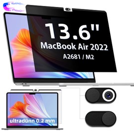 IPROKKO Privacy Filter MacBook Air 13.6 Inch (M2/2022), Magnetic Anti Glare Blue Light Mac 13.6 Privacy Screen Protector Privacy Filter Privacy Film Laptop MacBook Film