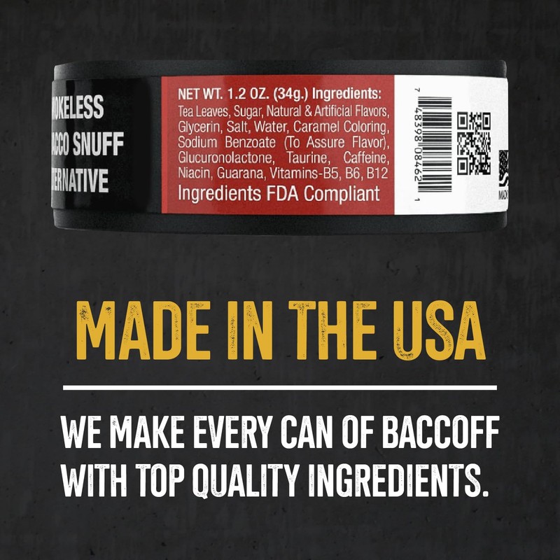 5 Cans, BaccOff Original Energized Fine Cut, Bold, Natural, Smoky