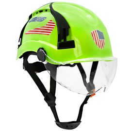 Perldverge Hard Hats Construction OSHA Approved-Green Hard Hat with Chin Strap,Construction Safety Helmet with Visor,Reflective Hard Hat with Visor,6-pt Suspension Hardhats ANSI Z89.1 Type 1 Class C